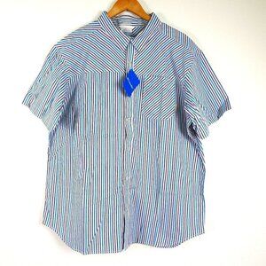 Columbia Short Sleeve Shirt Men's Size XL Blue Stripe Thompson Hill Button Front